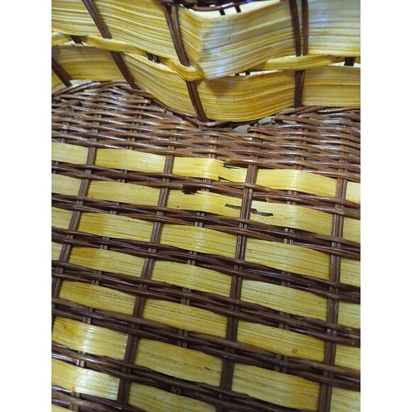 Nesting Heart Shape Wicker Rattan Baskets Brown 4 Stacking Two Tone See Photos - Picture 6 of 7